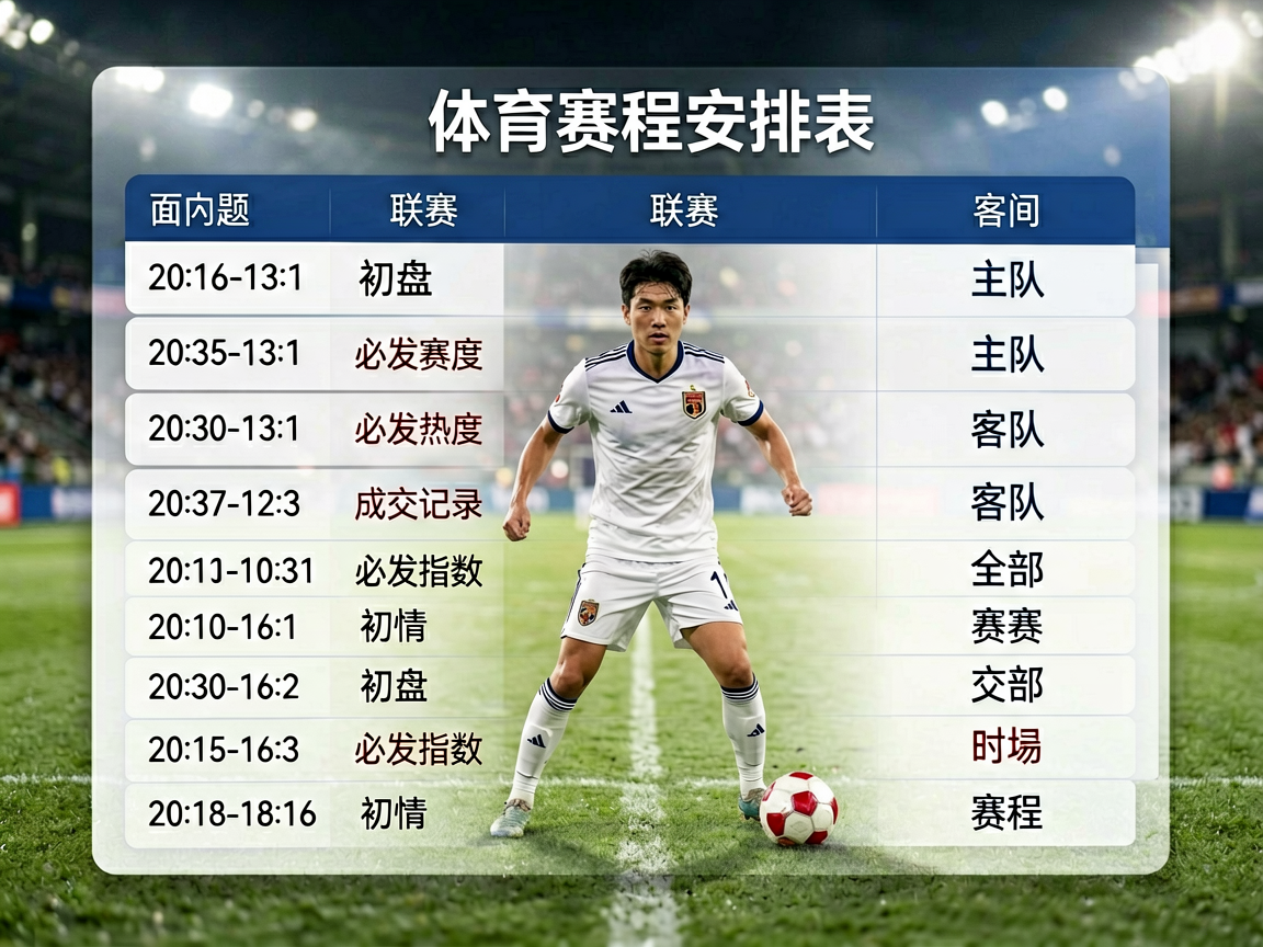 体育赛程安排表，展示多场比赛时间